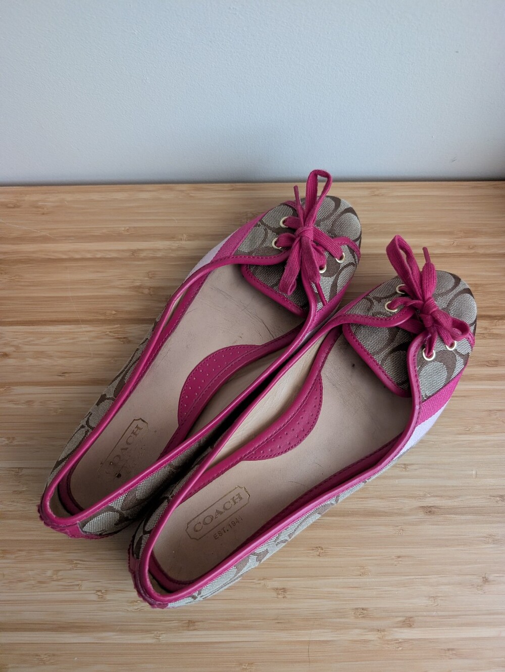 y2k COACH Pink Signature Ballet Flats